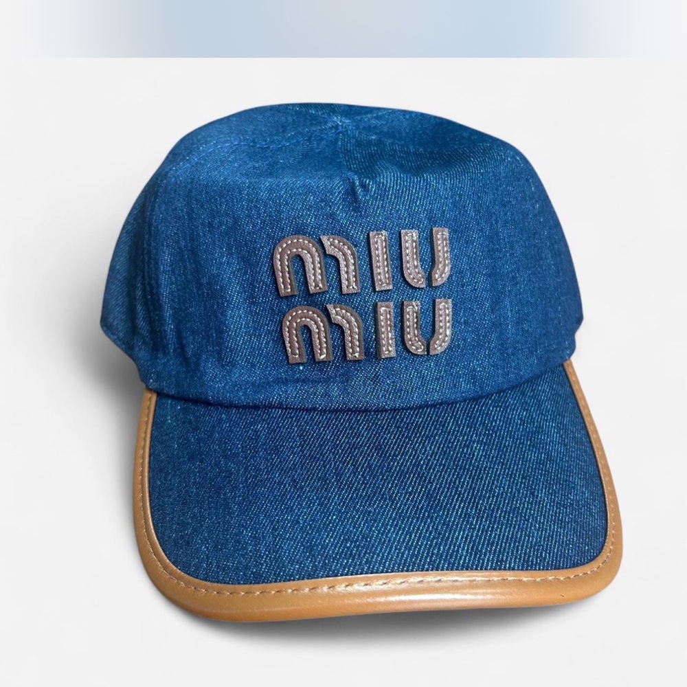 Miu Miu Denim and Tan Trim Cap